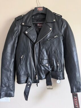First MFG Co. Leather Motorcycle Jacket – Black – Brand New w/ Tags
